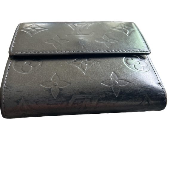 Louis Vuitton Elise Matte Vernis Charcoal Trifold Wallet - Picture 9 of 12